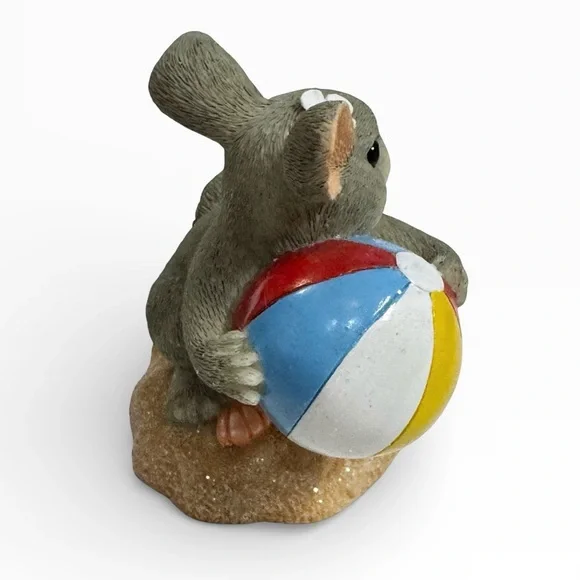Fitz Floyd Charming Tails Beach Bunnie Figurine 83/101 Bunny Beach Ball - Picture 4 of 6